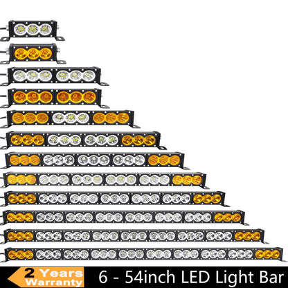 6-54 inch 30-300W LED Bar 4x4 with 12v Wire Harness Kit, LED Light Bar for Offroad Vehicles Trucks ATV, Amber White Fog Light