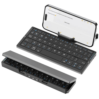 Foldable Bluetooth Keyboard with Magnetic Stand Portable Wireless Keyboard for iPad iPhone Samsung Tablet Rechargeable