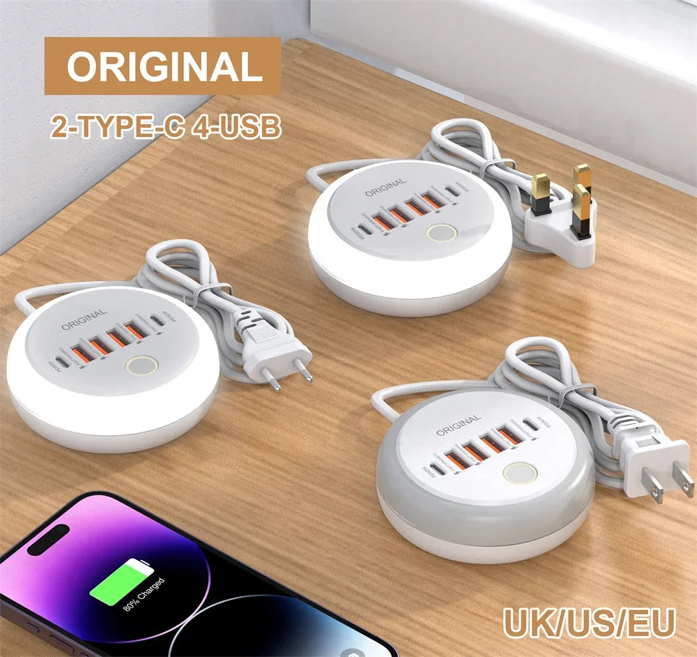 50W Power Strip Multi Port USB C Socket Type C Fast Charging Wall Charger USB Adapter For IPhone12 13 Quick Mobile Phone Charger