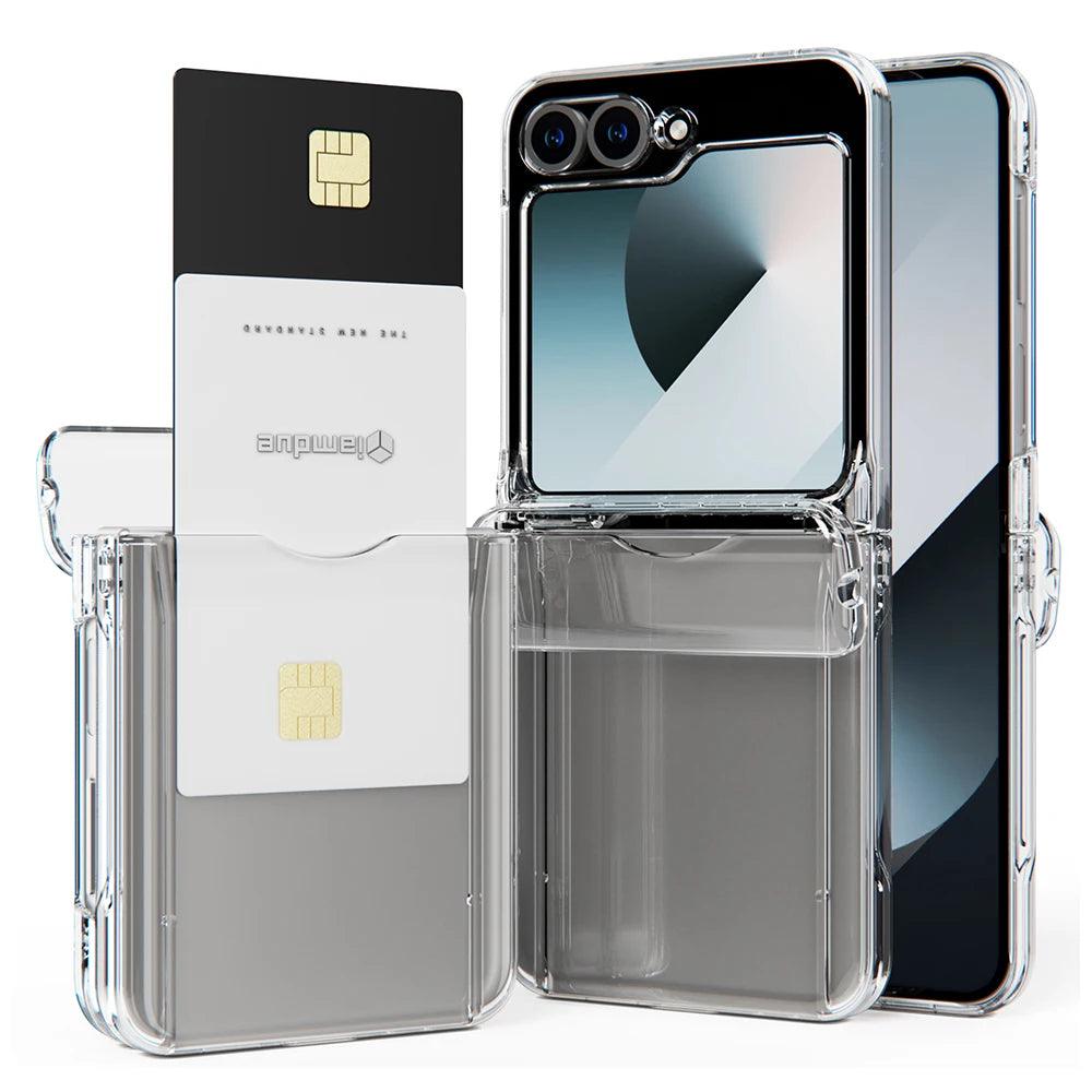 Luxury Wallet Card Slot Folding Phone Case For Samsung Galaxy Z Flip 4 5 6 7 8 Premium PC Hard Shockproof Full Protection Cover