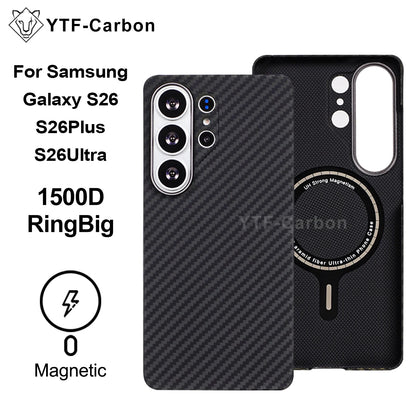 YTF-Carbon Magnetic Case For Samsung S26Ultra Aramid Carbon Fiber Cover For Magsafe S26 S26Plus Cover Mobile Phone Accessories