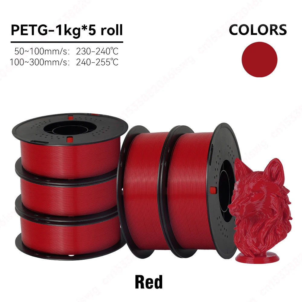 KINGROON 5/10KG PETG 3D Printer Filament 1.75mm +/- 0.03mm 3D Printing Filament Neatly Wound Filament Vacuum Packing Fast Shippi