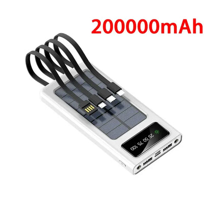 Ultra Capacity Solar Power Bank 200000mAh 120W Fast Charging