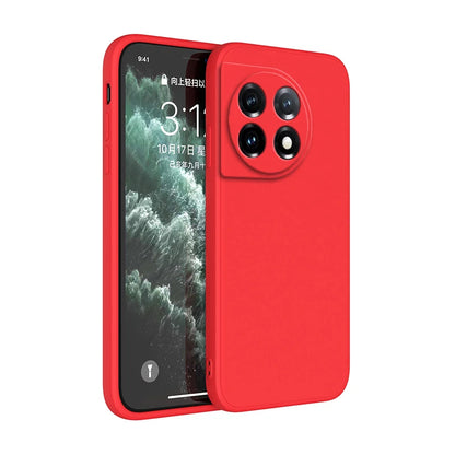 Soft Back Cover Phone Case for Oneplus 11 11R 5G Candy Color Liquid Silicone Funda Luxury Straight Edge Original Protect Housing