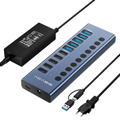 Acasis 16/10/7 Port USB Hub 10Gbps Individual Switch Charging Data Transfer for PC Laptop Workstation Multi Device Expansion
