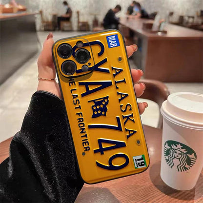 Retro License Plate iPhone Case – Shockproof Full Coverage