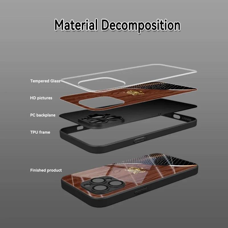 iPhone Tiger Wood Grain Glass Case – Full Coverage