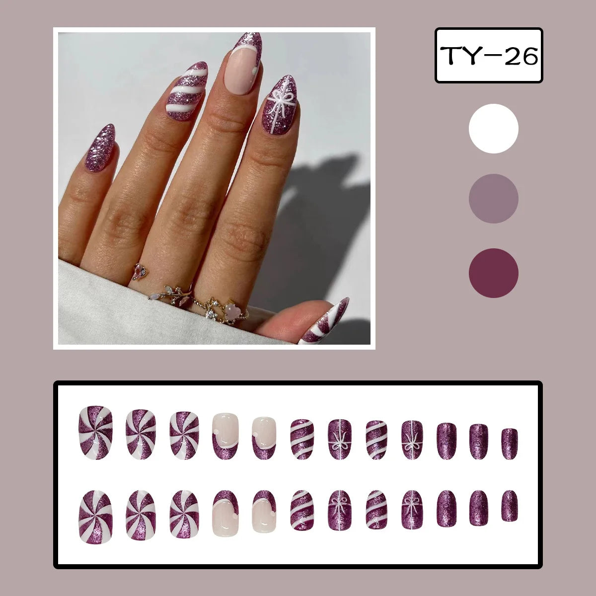 24Pcs Halloween Spider Fake Nails – Printed French Coffin Ballet Press-on Nails