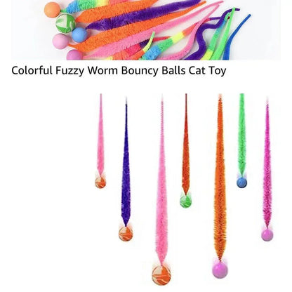 Cat interactive toys Tickle Cat Colorful bouncing ball Pet supplies Puzzle teasing indoor cat worm caterpillar elastic toy - Urbizia