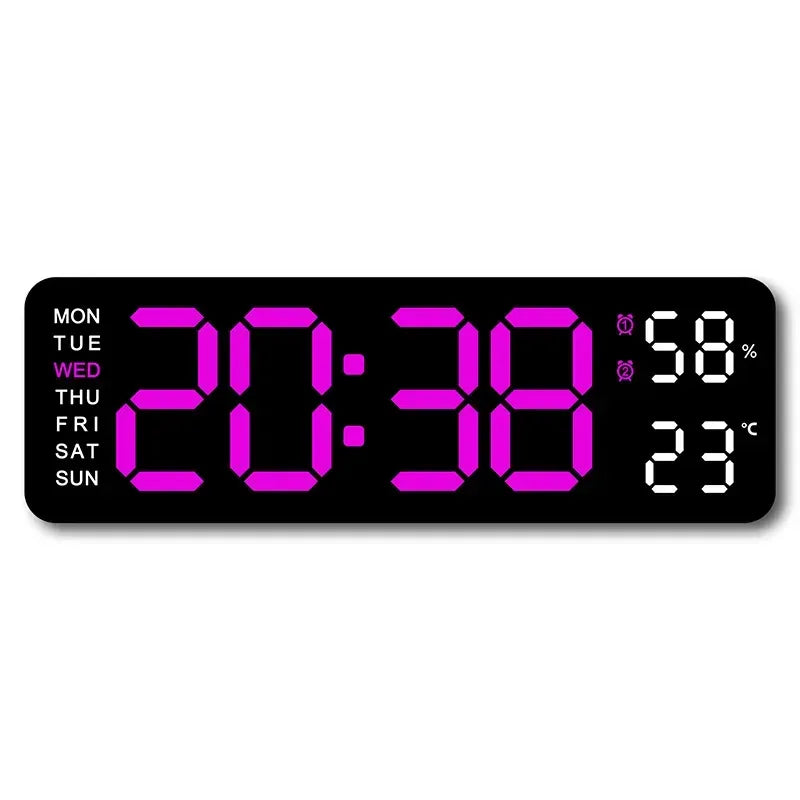 9 Inch Large Digital Wall Clock USB Powered TEMP Humidity Week Auto Dimmer DST Table Clock 12/24H Electronic LED Alarm Clock - Urbizia