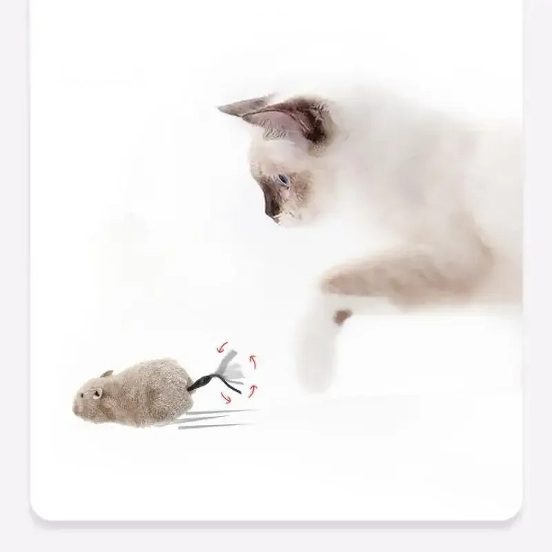 1Pc Funny Lifelike Plush Mouse Running Rat Toy for Cats Dogs Tail Mouse Pets Kids Random Color - Urbizia