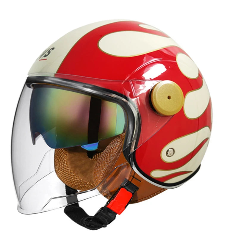 Sevs Open-Face Motorcycle Helmet with Visor