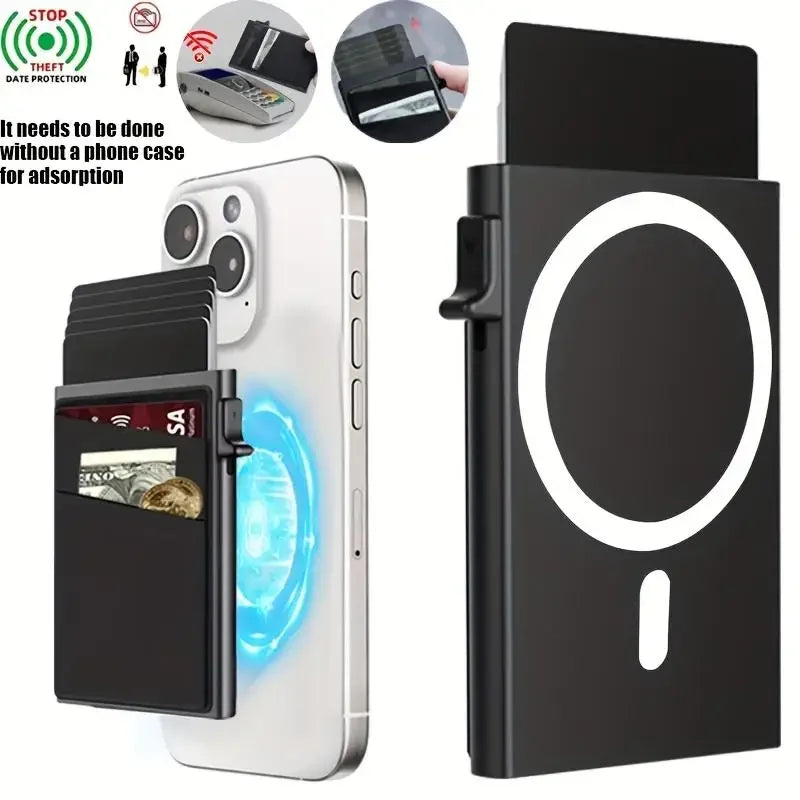 1 Pc Slim Pop-Up Card Holder with  Print for Men, RFID Blocking Wallet Magnetic Slim Automatic Pop-up Card Holder for The Phone