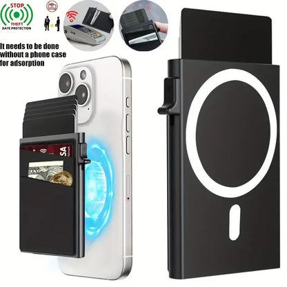 1 Pc Slim Pop-Up Card Holder with  Print for Men, RFID Blocking Wallet Magnetic Slim Automatic Pop-up Card Holder for The Phone