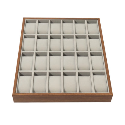 24 Slots Watch Box Organizer for Men Black Watch Holder Stand Display Storage Case