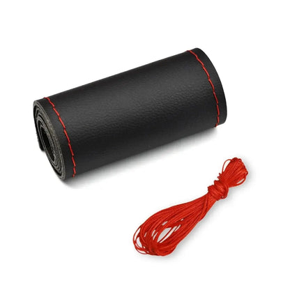 Universal Leather Car Steering Wheel Stitch On Wrap Cover Fit for 38cm 14" DIY Sewing Breathable and Anti Slip Black Grey Beige