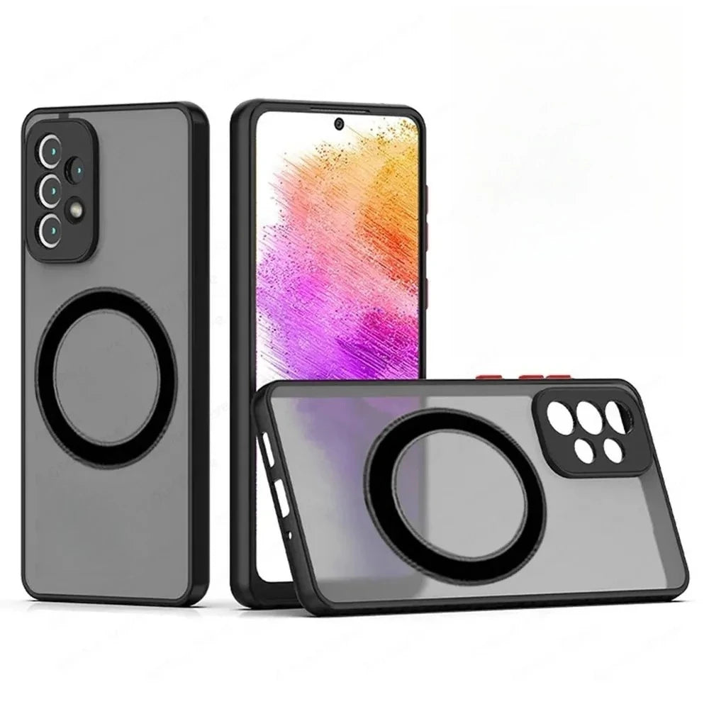 Luxury Magnetic Wireless Charge Case For Samsung A53 A54 A55 A52 A52S A35 A34 A33 A32 A14 A12 A13 A71 5G Shockproof Matte Cover