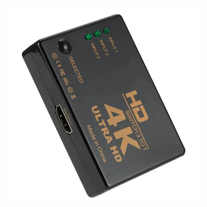 3 In 1 Out HDMI-compatible Switch 4K Switcher Full HD 1080P Video Cable Splitter For TV Box HDTV PC 1x3 Hub Adapter Converter