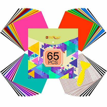 HTVRONT Permanent Adhesive Vinyl Bundle 12' X 12' Adhensive Vinyl Sheets and Transfer Tape Sets for Party Decoration, Stiker