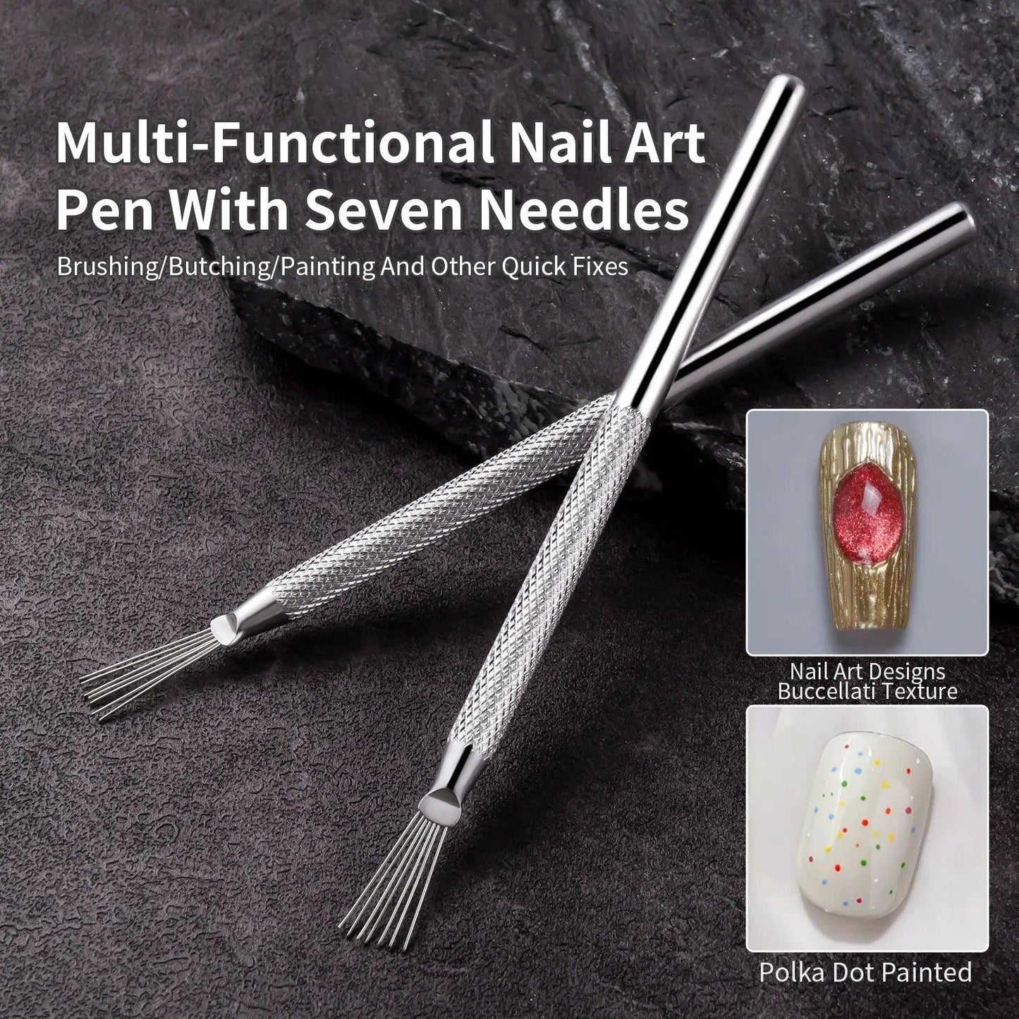 Nail Art Wire Drawing Tool Multifunctional Seven-pin Pen Texture Brush Tools DIY Nail Brush Bendable Feather Pin Painting Lines