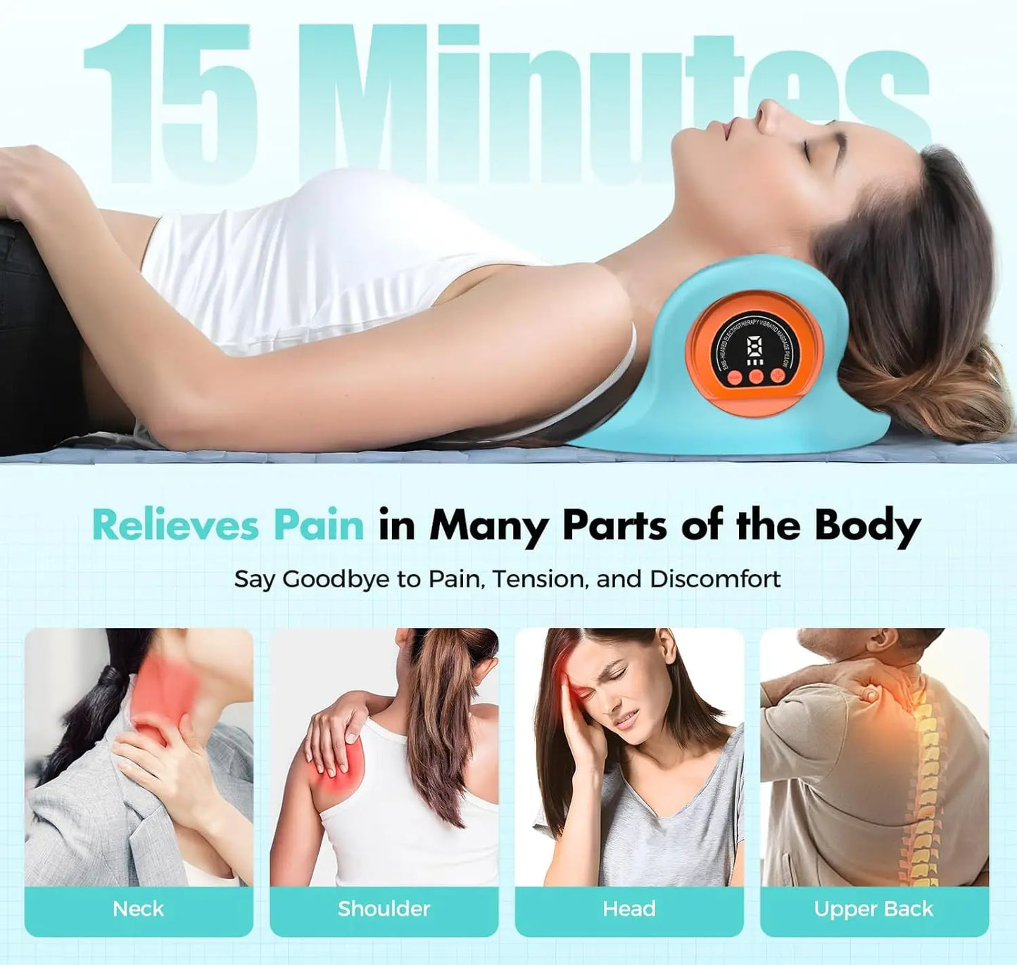 Rechargeable Portable Neck Massager Pillow3-in-1 Shiatsu Neck & Back Massager with Remote Control - Heat/Vibration/Deep Tissue