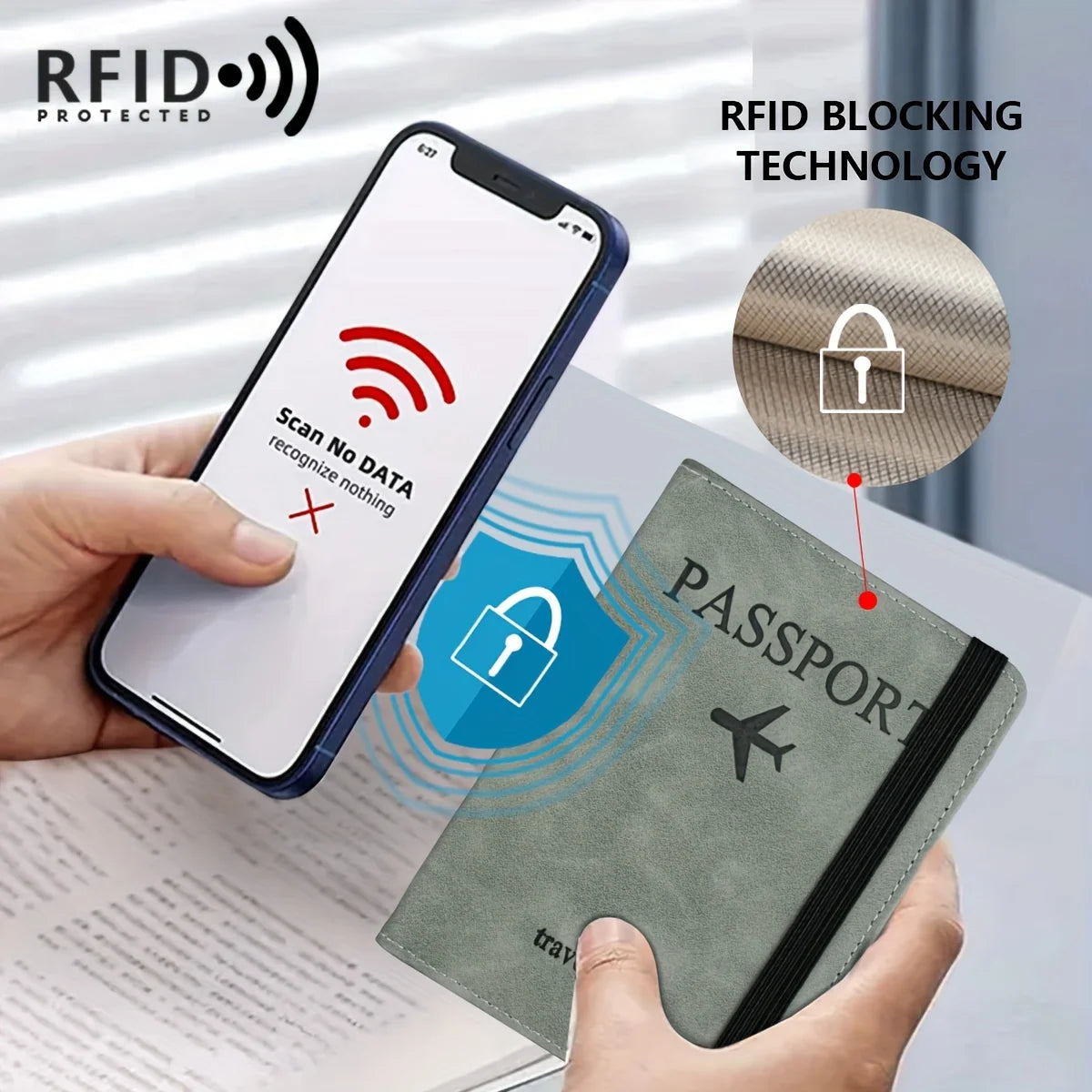 Retro PU Travel Passport Holder, RFID Blocking  Multi-Function Wallet, Passport Covers with Slots for Cards and Personal Items