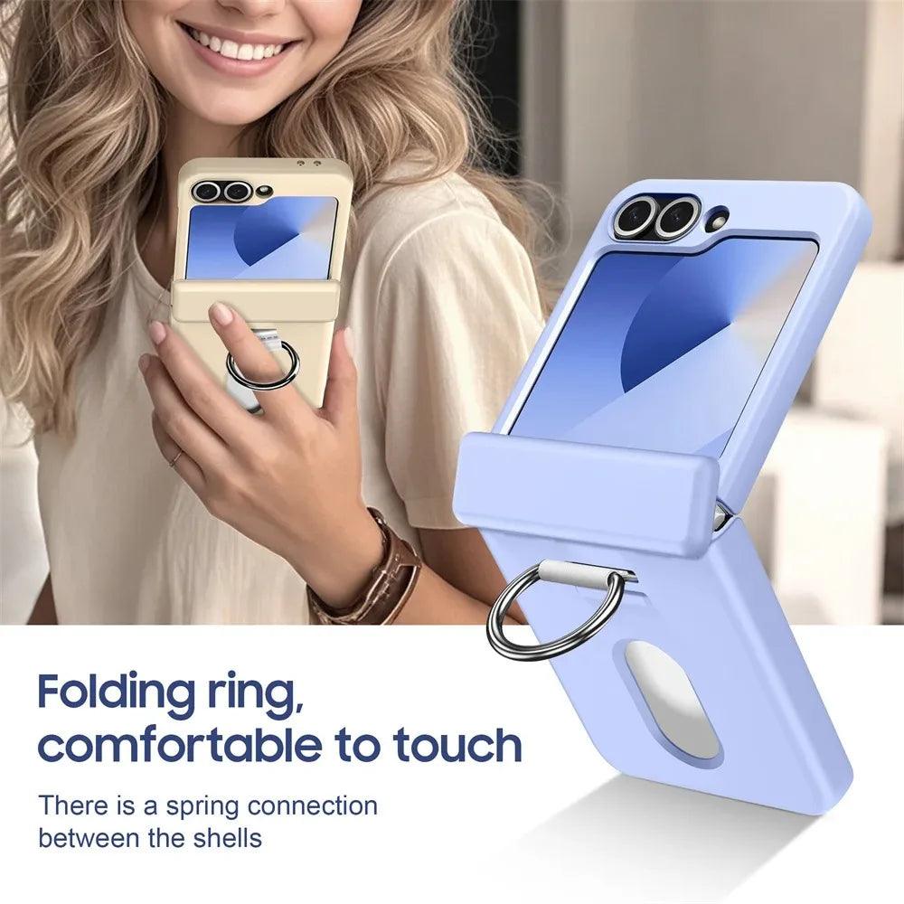 Z Flip8 Luxury Wallet Clip Flip Slot Card Phone Case for Samsung Galaxy Z Flip 7 FE 6 5 Zflip6 Finger Ring Shockproof Hard Cover