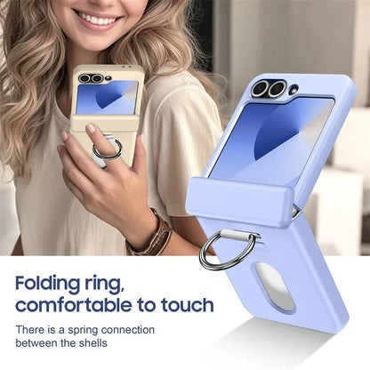 Z Flip8 Luxury Wallet Clip Flip Slot Card Phone Case for Samsung Galaxy Z Flip 7 FE 6 5 Zflip6 Finger Ring Shockproof Hard Cover