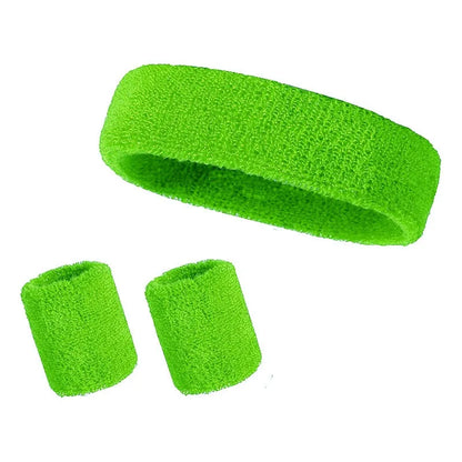 New Hot Athletic Sweatband Hairband Headband Wristband Set in 3-Pack Cotton Head Sweat Bands for Running, Cycling, Yoga, Spa