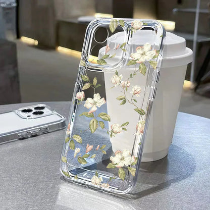 Floral Shockproof Transparent Silicone Phone Case for iPhone