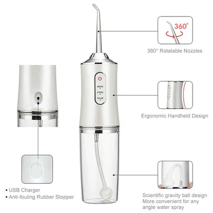Portable Smart Electric Oral Irrigator Water Flosser 4 Jets 3 Modes Rechargeable Dental Water Jet Irrigator Dental Teeth Cleaner - Urbizia