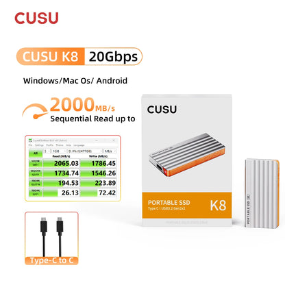CUSU 1TB External SSD Drive 512GB Portable SSD 256GB 2TB Solid State Drive Type-C for Phone Laptop