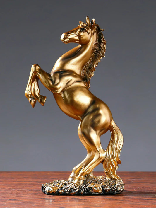 European Style Home Resin Victory Horse Statue, Living Room ，Cabinet,Office Desktop Decoration Animal Figurines - Urbizia
