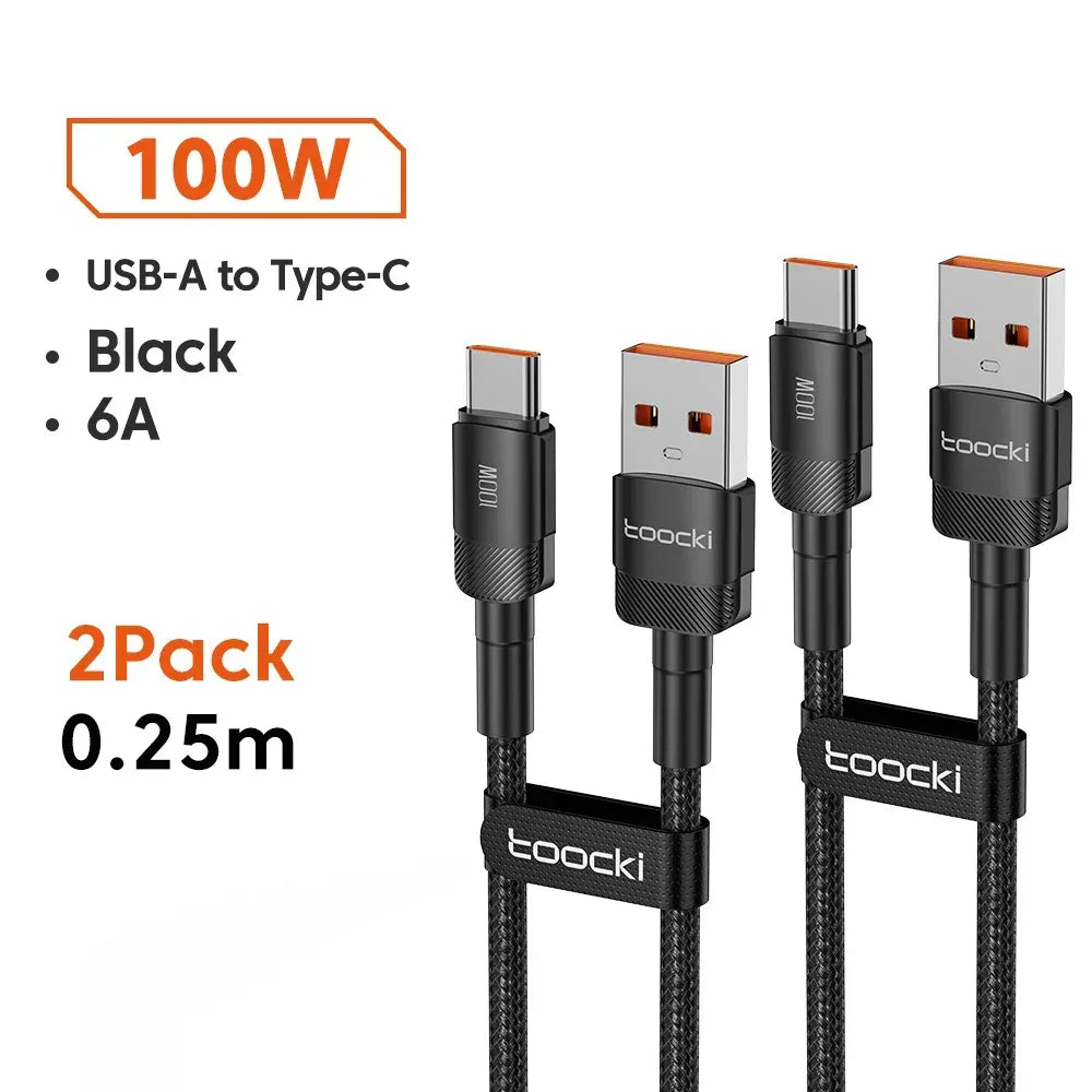 Toocki 6A USB To Type C Cable for Huawei Xiaomi PD 100W Fast Charging Charger USB C Data Cord Quick Charge for Samsung Oneplus - Urbizia