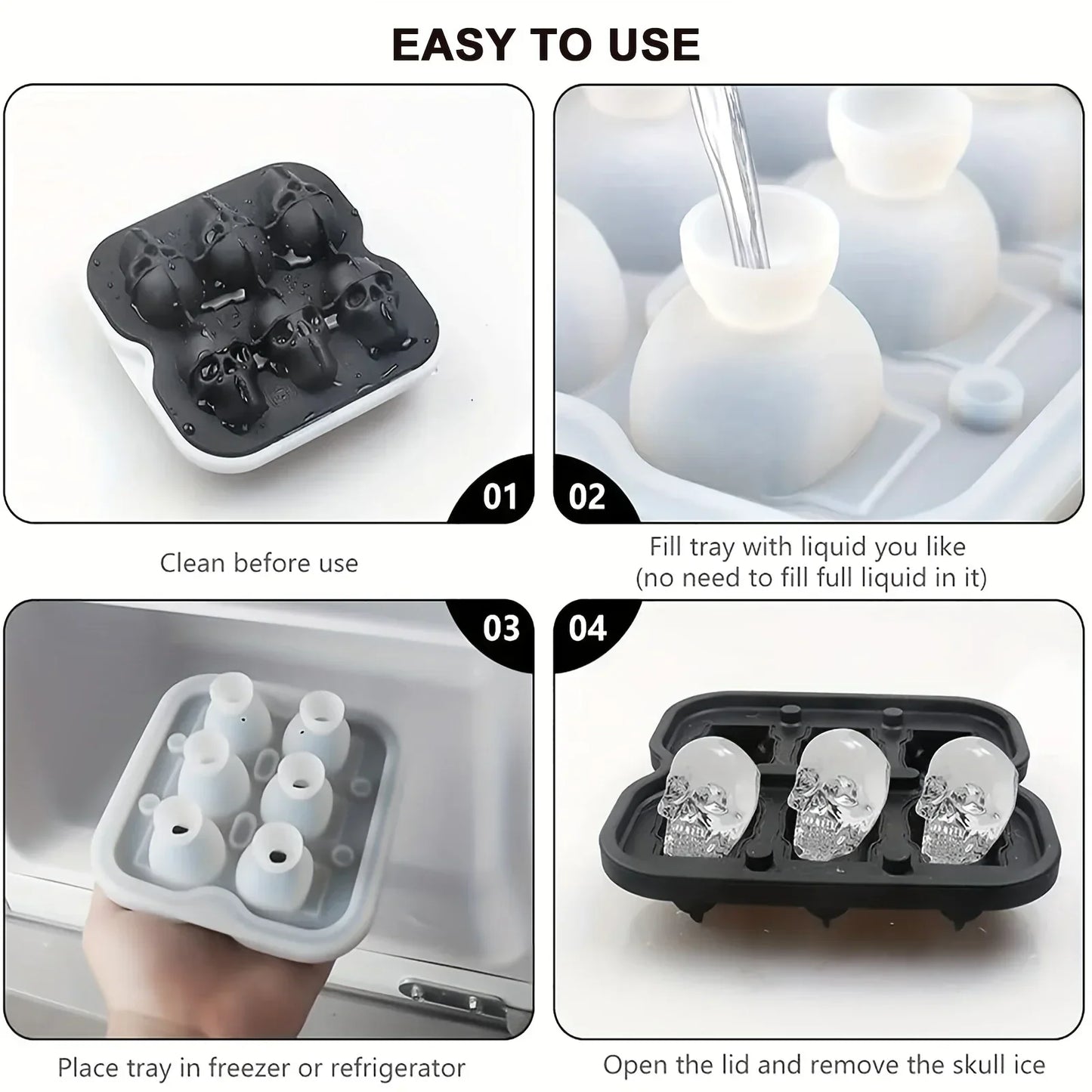 3D Skull Silicone Ice Ball Mold for Cocktails