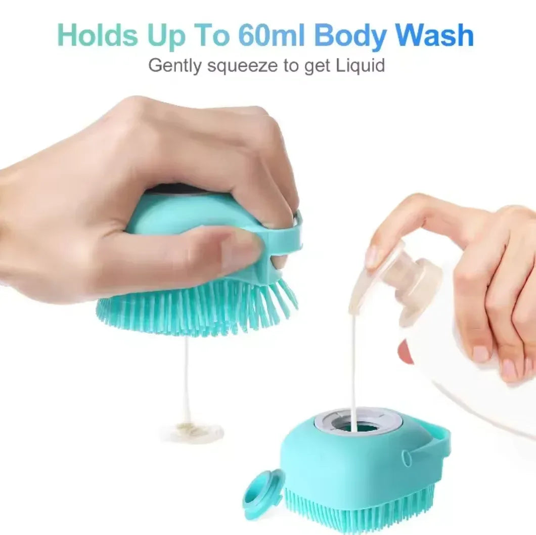 Pet Dog Shampoo Brush 2.7oz 80ml Cat Massage Comb Grooming Scrubber for Bathing Short Hair Soft Silicone Rubber - Urbizia