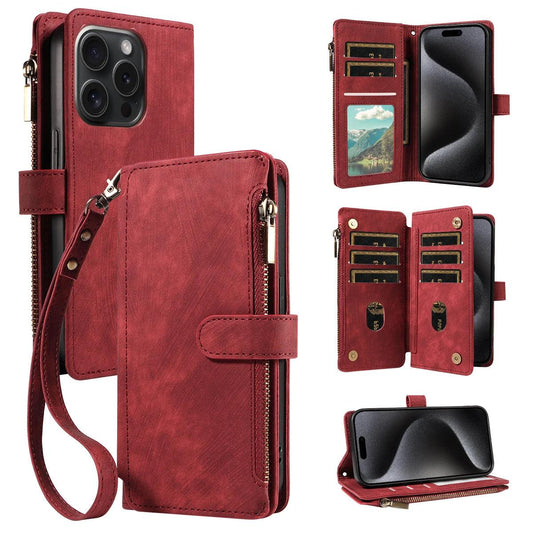 PU Leather Flip Wallet iPhone Case with Card Holder