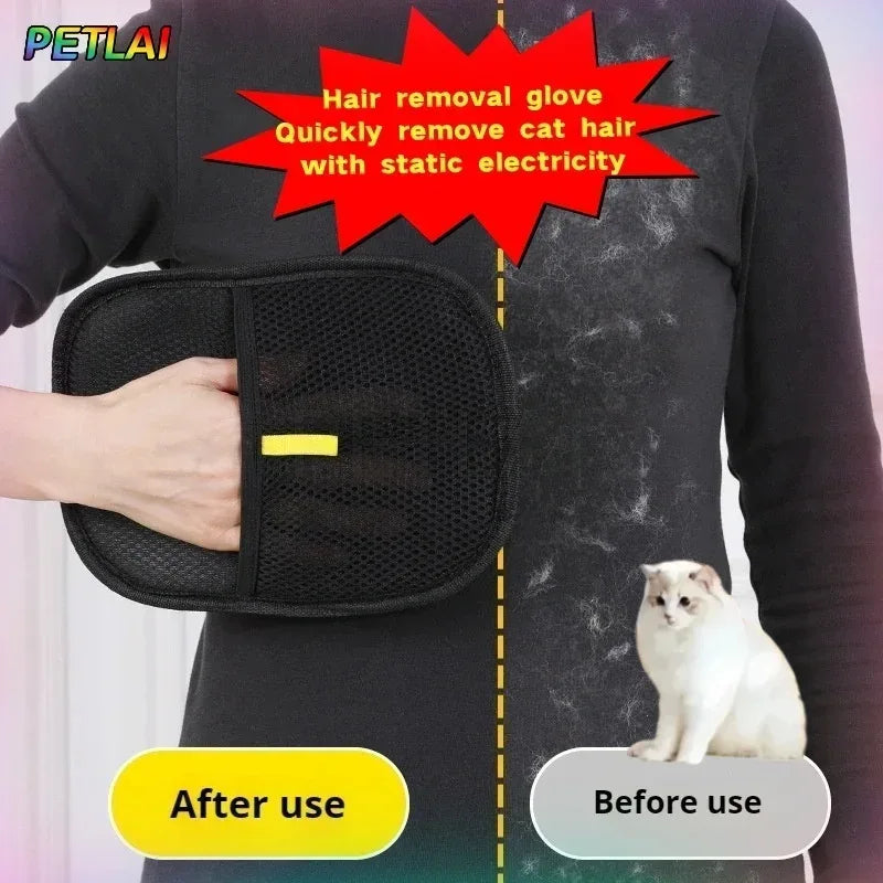 Pet hair glove removal Cat Grooming Reusable Electrostatic Dedusting Brush Dog Hair Remover for Couch Carpet Clothes Washable - Urbizia