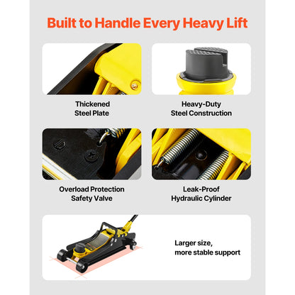 SucceBuy 2.5 Ton Floor Hydraulic Jack Pneumatic Low Profile Floor Jack Heavy-Duty Steel Floor Jacks with Single Piston Lift Pump
