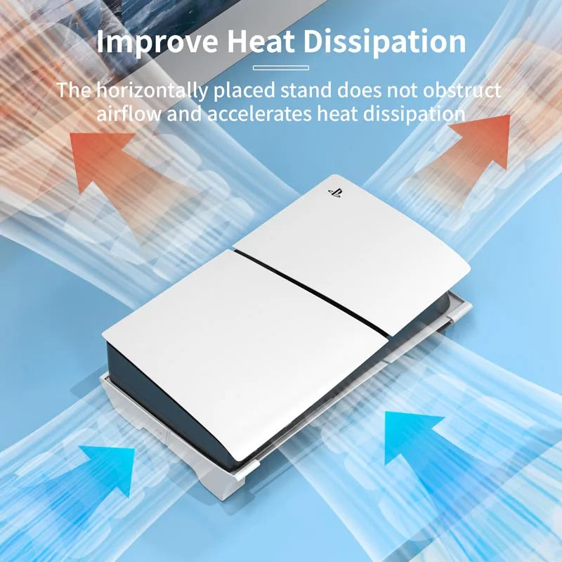Horizontal Stand for PS5 Slim/Pro Games Console Anti-slip Cooling Base Bracket for PlayStation 5 Slim Console Game Accessories