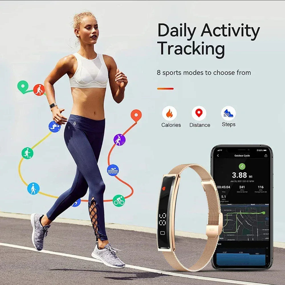 2026 New Fashion Women Smart Bracelet Sport Mode Fitness Tracker Heart Rate Health Monitoring IP68 Waterproof Smart Watch Men - Urbizia