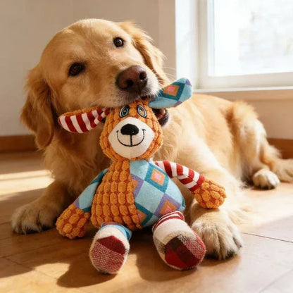 Dog Chew Toy Cute Animals Bite Resistant Interactive Squeaky Puppy Toy Teeth Cleaning Pet Plush Toy Pet Supplies - Urbizia
