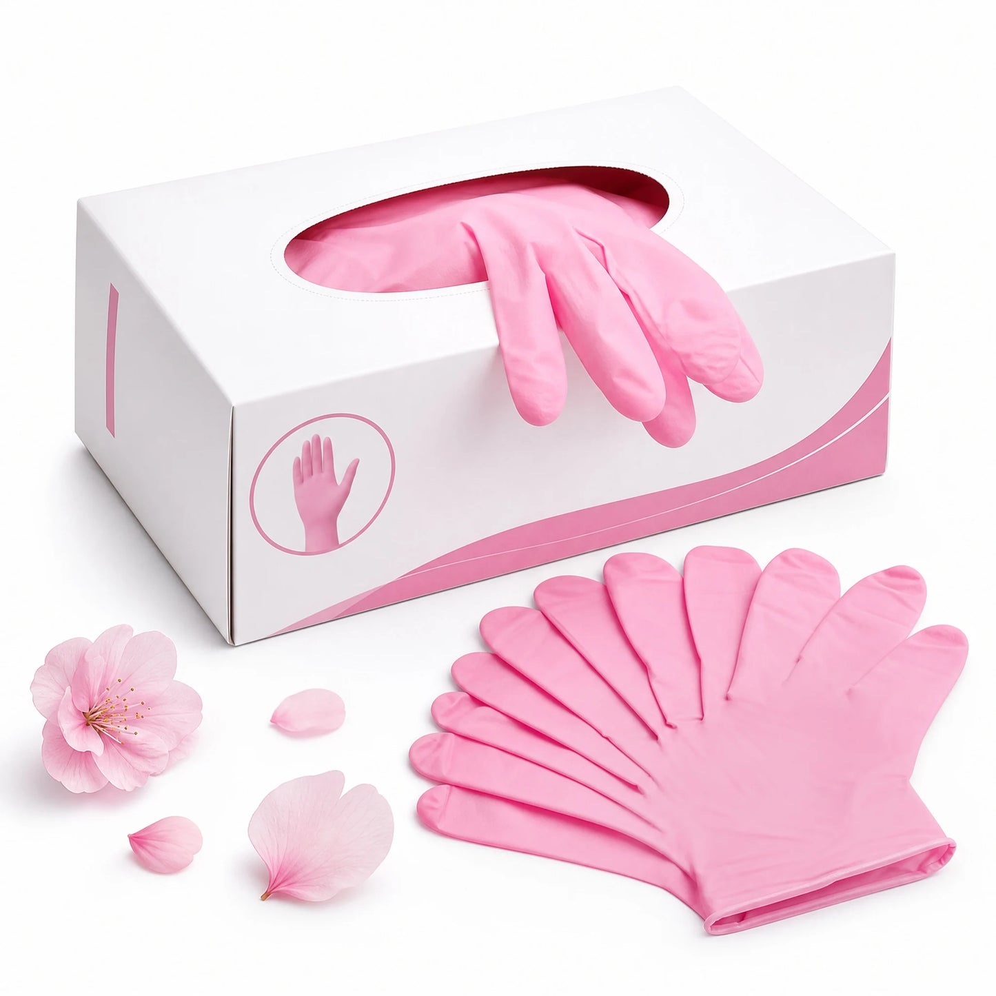 Simple Pink Nitrile Gloves 100Pcs, Daily Protection Must-Have, for Cooking Cleaning, Hypoallergenic