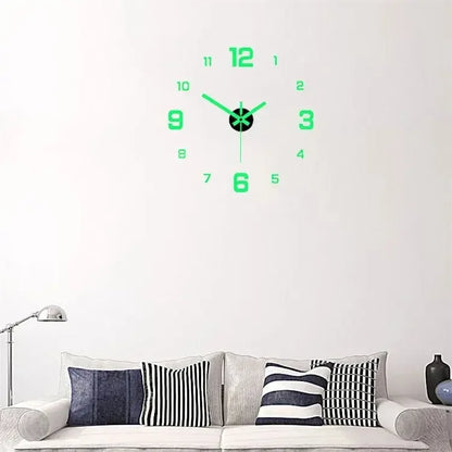 EW Creative Simple Luminous Digital Clock European Style DIY Silent Wall Clock Study Living Room Punch-Free Wall Sticker Clock - Urbizia