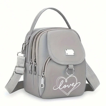 1pc Heart Love Print Shoulder Bag Women's Casual Mini Crossbody Bag Adjustable Good Capacity Small Handbag Girls Crossbody Bag