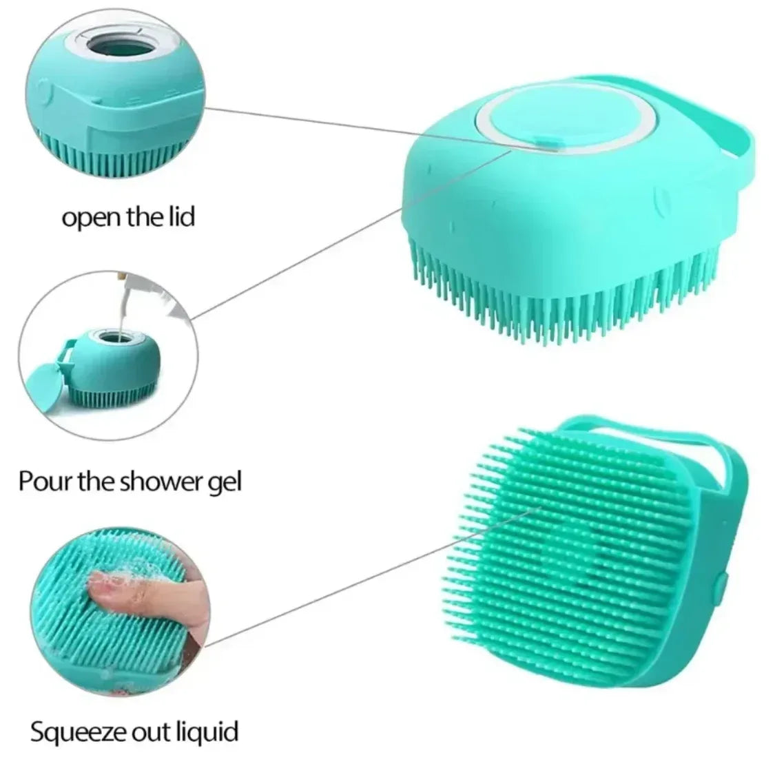 Pet Dog Shampoo Brush 2.7oz 80ml Cat Massage Comb Grooming Scrubber for Bathing Short Hair Soft Silicone Rubber - Urbizia