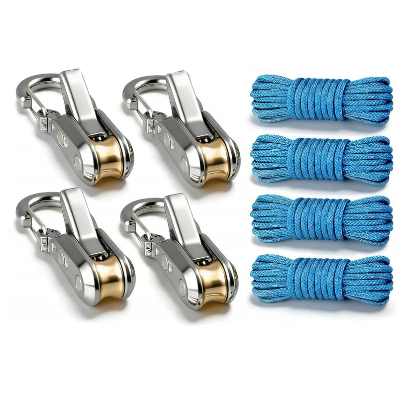 Rope Tying Tool And Tensioner with Roller Tensioner,  Heavy-Duty Retractable Buckle with Accessory Rope, Suitable for Camping