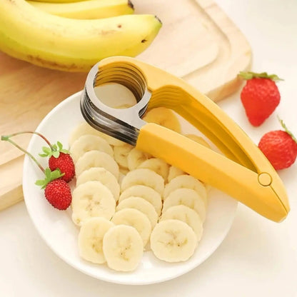 Banana Slicer,ABS + 304 Stainless Steel Fruit Salad Peeler Cutter Kitchen Tools For banana, hotdog, strawberry,cucumber