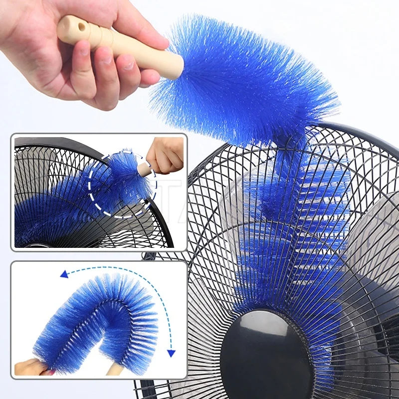 Bendable Fan Brush Ultra-Fine Bristles Fan Inner Duster Remover Long Handle Air-conditioner Furniture Shutter Cleaning Tool