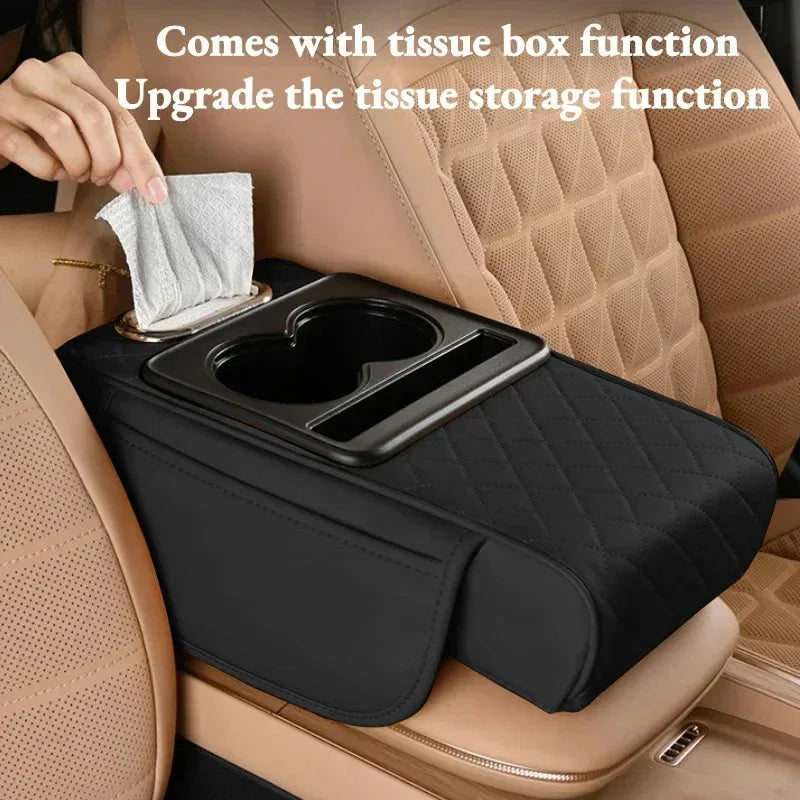 Auto Center Console Armrest Cushion With 2 Cup Holder Armrest Heightening Pad Auto Amrest Pillow Cover Pad for All Seasons - Urbizia
